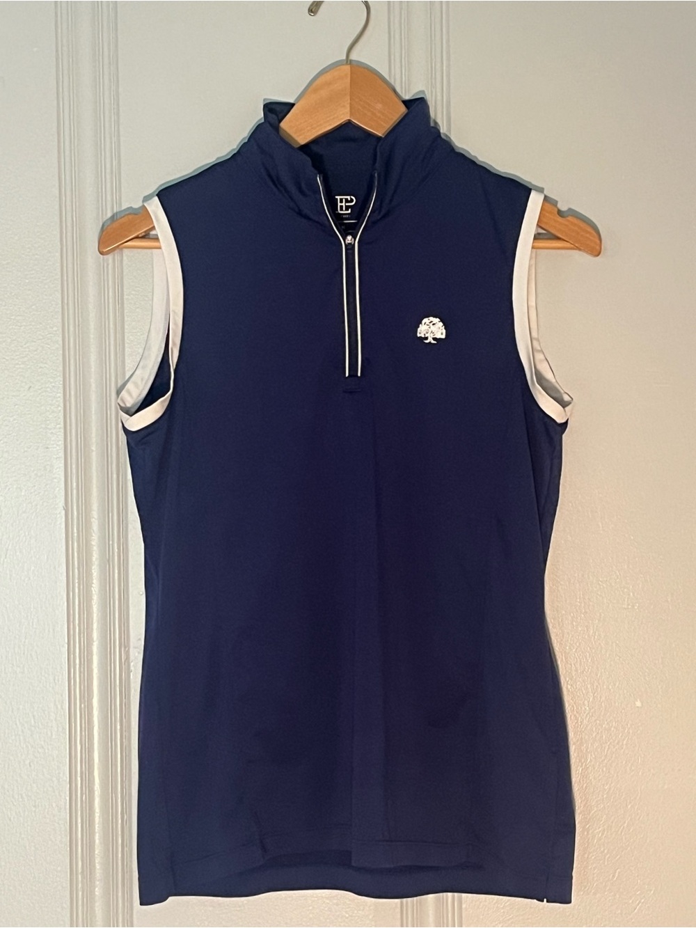 EP Pro Navy Sleeveless Golf Polo with White Accents